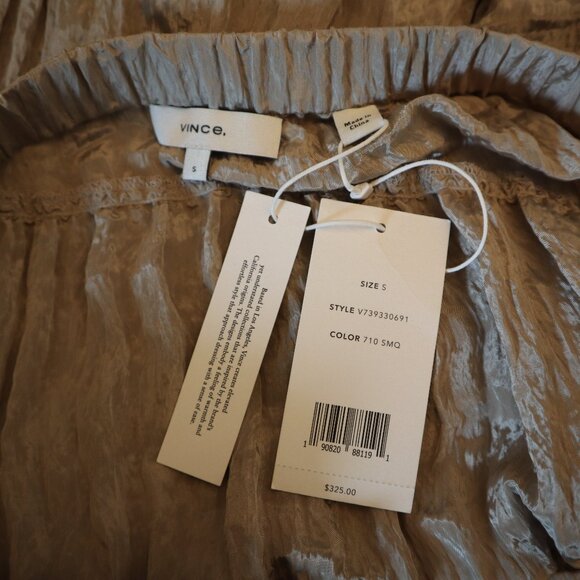 VINCE Tiered Skirt Asymmetric Boho Satin Smokey Quartz Small New Tag $325 - Picture 6 of 6